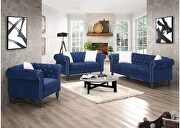 Navy finish luxurious velvet fabric transitional design sofa