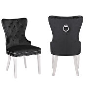 Erica (Black) Black velvet upholstery and stainless steel legs dining chair
