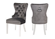Erica (Dark Gray) Dark gray velvet upholstery and stainless steel legs dining chair