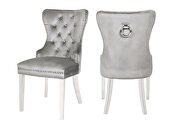 Erica (Light Gray) Light gray velvet upholstery and stainless steel legs dining chair