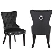 Erica W (Black) Black velvet upholstery and wood legs dining chair