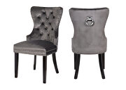 Erica W (Dark Gray) Dark gray velvet upholstery and wood legs dining chair