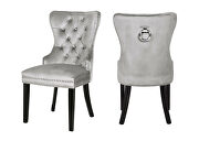 Erica W (Light Gray) Light gray velvet upholstery and wood legs dining chair