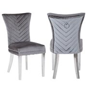 Ewa (Gray) Gray velvet upholstery/ stainless steel legs dining chair