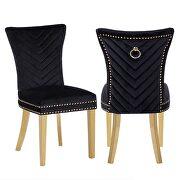 2 piece gold legs dining chairs finished with velvet fabric in black main photo