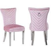 Pink velvet upholstery/ stainless steel legs dining chair main photo