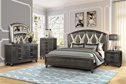 Ginger (Gray) Beautiful contemporary queen bed in gunmetal finish