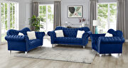 Navy finish tufted upholstered luxurious velvet sofa main photo