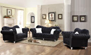 Black finish tufted upholstered luxurious velvet sofa