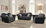 Gray finish tufted upholstered luxurious velvet sofa