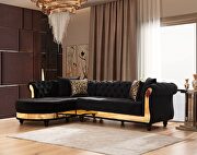 Julia (Black) Sectional made with velvet fabric in black