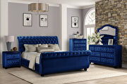 Kendall (Navy) Navy velvet contemporary design queen bed