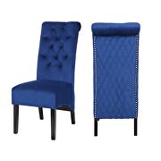 Lucy (Navy) Navy sophisticated tufted finish upholstery velvet  dining chair