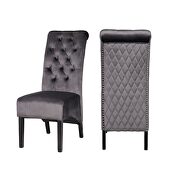Lucy (Dark Gray) Dark gray sophisticated tufted finish upholstery velvet  dining chair