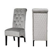 Lucy (Light Gray) Light gray sophisticated tufted finish upholstery velvet  dining chair