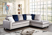 Gray finish beautiful velvet fabric sectional sofa main photo
