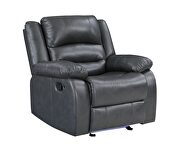 Manual reclining chair made with faux leather in gray