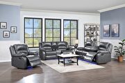 Manual reclining sofa made with faux leather in gray main photo