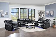 Martin (Black) Manual reclining sofa made with faux leather in black