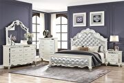 Tufted upholstery queen size bed made with wood in white main photo