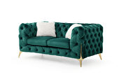 Green finish tufted upholstery luxurious velvet loveseat main photo