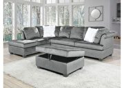 Omega (Gray) Gray finish beautiful velvet fabric upholstery sectional sofa