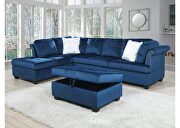 Navy finish beautiful velvet fabric upholstery sectional sofa main photo