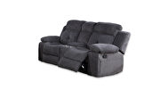 Dark gray chennille upholstery manual reclining loveseat