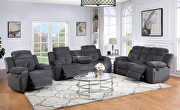Dark gray chennille upholstery manual reclining sofa main photo
