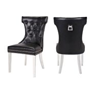 Black faux leather fabric upholstery/ stainless steel legs dining chairs main photo