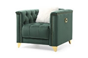 Green finish luxurious velvet fabric beautiful modern design chair