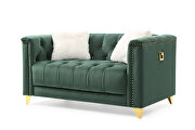 Green finish luxurious velvet fabric beautiful modern design loveseat