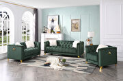 Green finish luxurious velvet fabric beautiful modern design sofa main photo