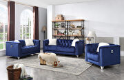Russell (Blue) Blue finish luxurious velvet fabric beautiful modern design sofa