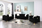 Russell (Black) Tufted upholstery sofa finished with velvet fabric in black