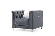 Gray finish luxurious velvet fabric beautiful modern design chair main photo