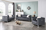 Russell (Gray) Gray finish luxurious velvet fabric beautiful modern design sofa