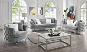 Sasha (Gray) Gray finish luxurious soft velvet chesterfield sofa