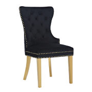 Black velvet upholstery with gold legs dining chair main photo