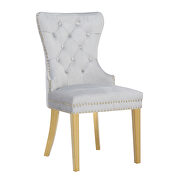 Light gray velvet upholstery with gold legs dining chair main photo