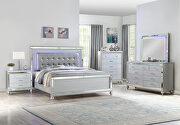 Clean midcentury lines silver modern look queen bed