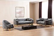 Vanessa (Gray) Tufted upholstery sofa finished with velvet fabric in gray