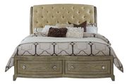 Antique gold finish / real stone accents traditional style bed main photo