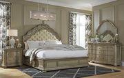 Classic bed w/ carved tufted headboard main photo