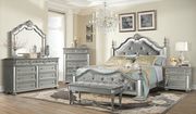 Silver tranditional style mirrored accents king bed main photo