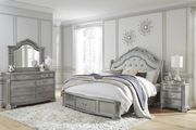 Contemporary tufted headboard king bed in gray main photo