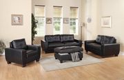 Black leatherette affordable casual couch main photo