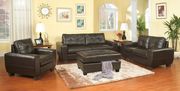 Espresso leatherette affordable casual couch main photo