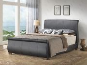 Black bycast leather bed in casual style main photo