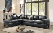 Black reversible bonded leather sectional sofa main photo